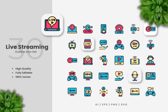 Download Live Streaming Colored Icons - Premium Bundle